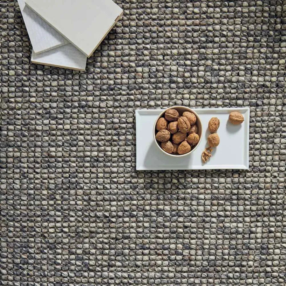 Moderne håndvævet uld- og bomuldstæppe til stuen - Relict Viadurini