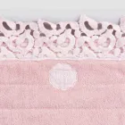 Bomuld og hør svamp Badetæppe med Poema Lace 2 farver - Cuorotto Viadurini