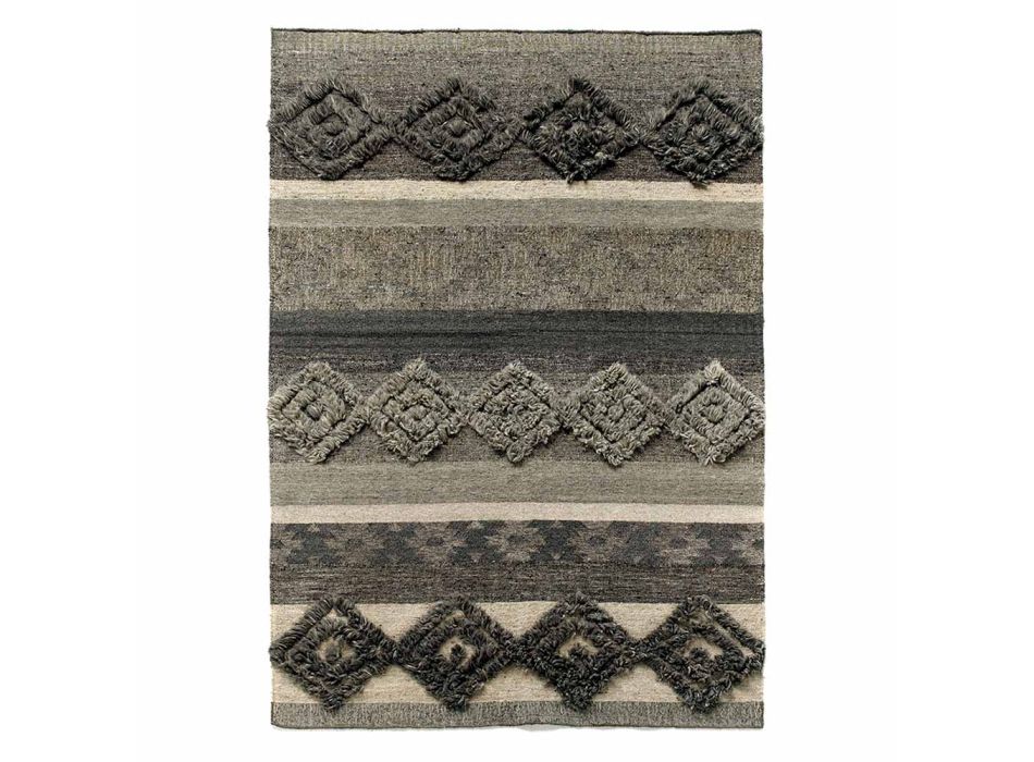 Rektangulært tæppe i uld, bomuld og viskose til moderne stue - Zorro Viadurini