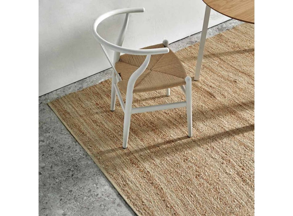 Rektangulært tæppe i uld, jute og bomuld Moderne design til stuen - Remino Viadurini