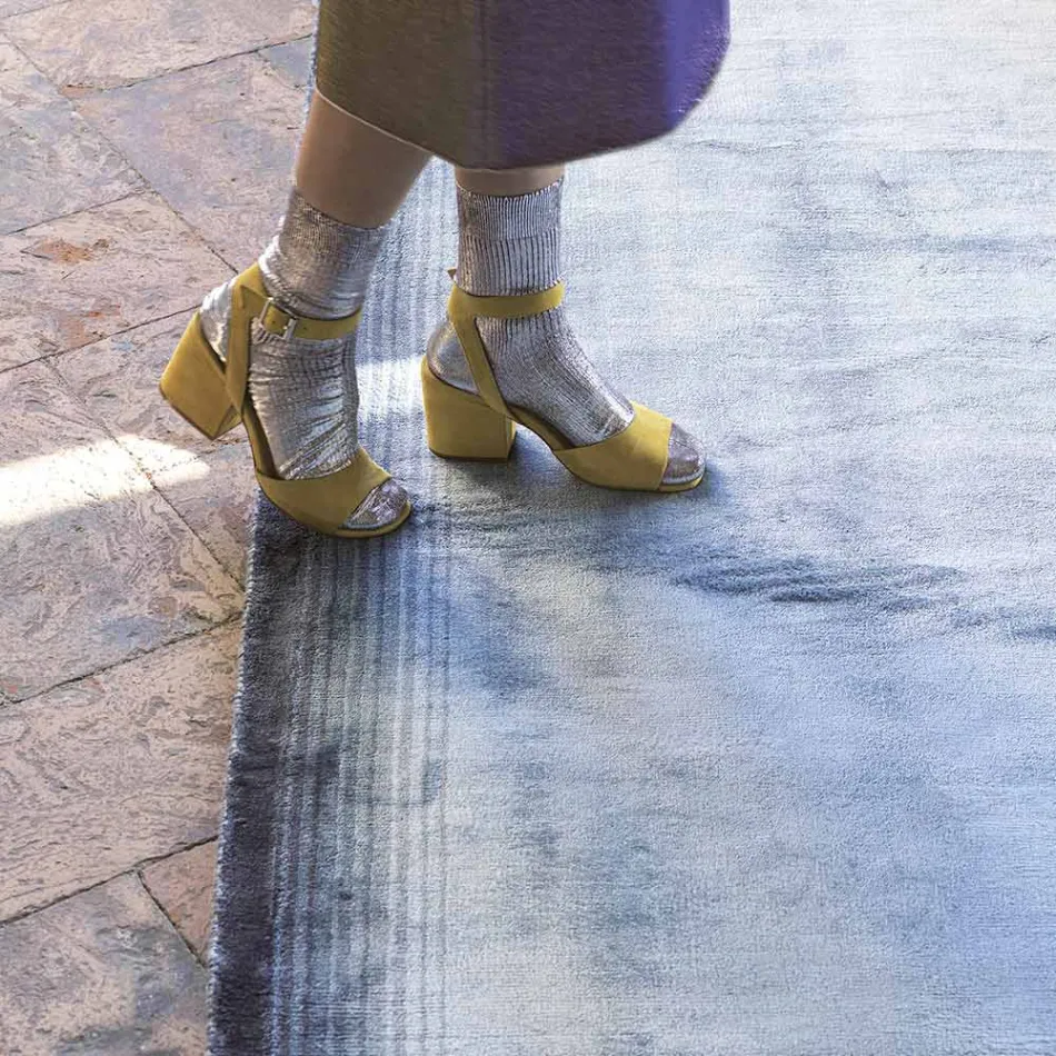 Håndlavet stuetæppe i højkvalitets viskose vævet i Indien - motorhjelm Viadurini