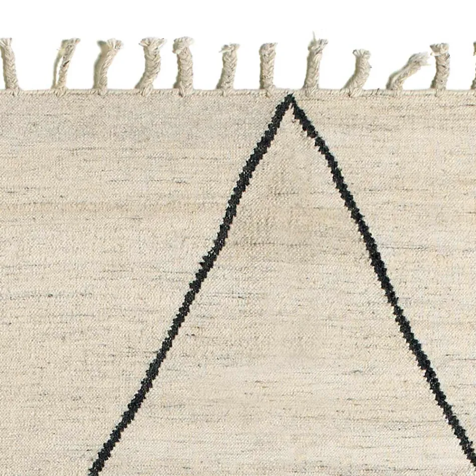 Uld og bomuld Stuetæppe med moderne geometrisk design - Metria Viadurini