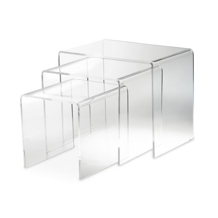 Stue Sofaborde i Transparent Minimal Akryl Krystal 3 Stk - Cecco Viadurini