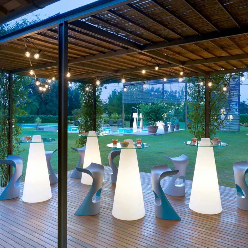 Slide Peak high table (H120) polyethylen og glas fremstillet i Italien Viadurini