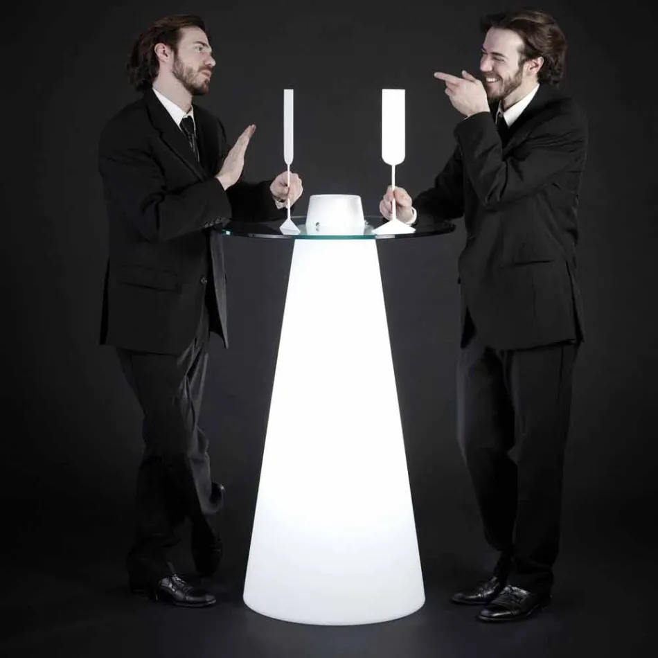 Slide Peak high table (H120) polyethylen og glas fremstillet i Italien Viadurini