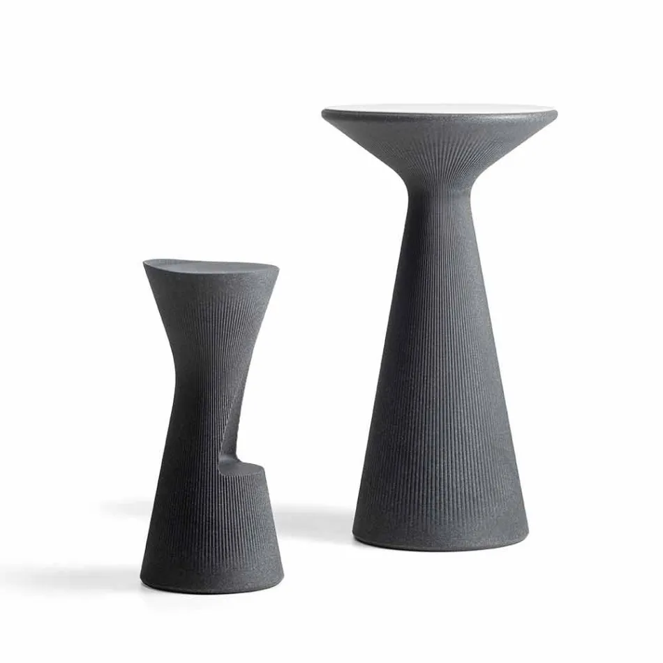 Højrundet udendørs sofabord i polyethylen og HPL fremstillet i Italien - Desmond Viadurini