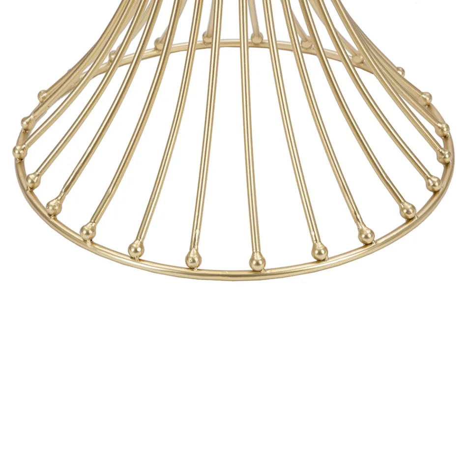 Rundt højt sofabord i gyldent jern med kugler og røget glasplade - Dexter Viadurini