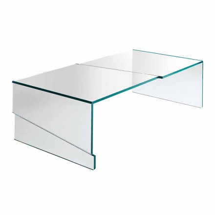 Lavt sofabord til stue i gennemsigtigt glas - Rabat Viadurini