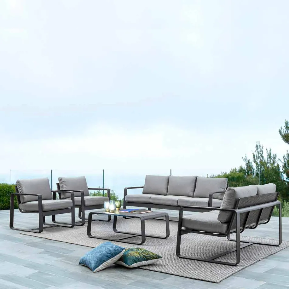 Udendørs lavt bord i hvid eller antracitlakeret aluminium - Aniello Viadurini