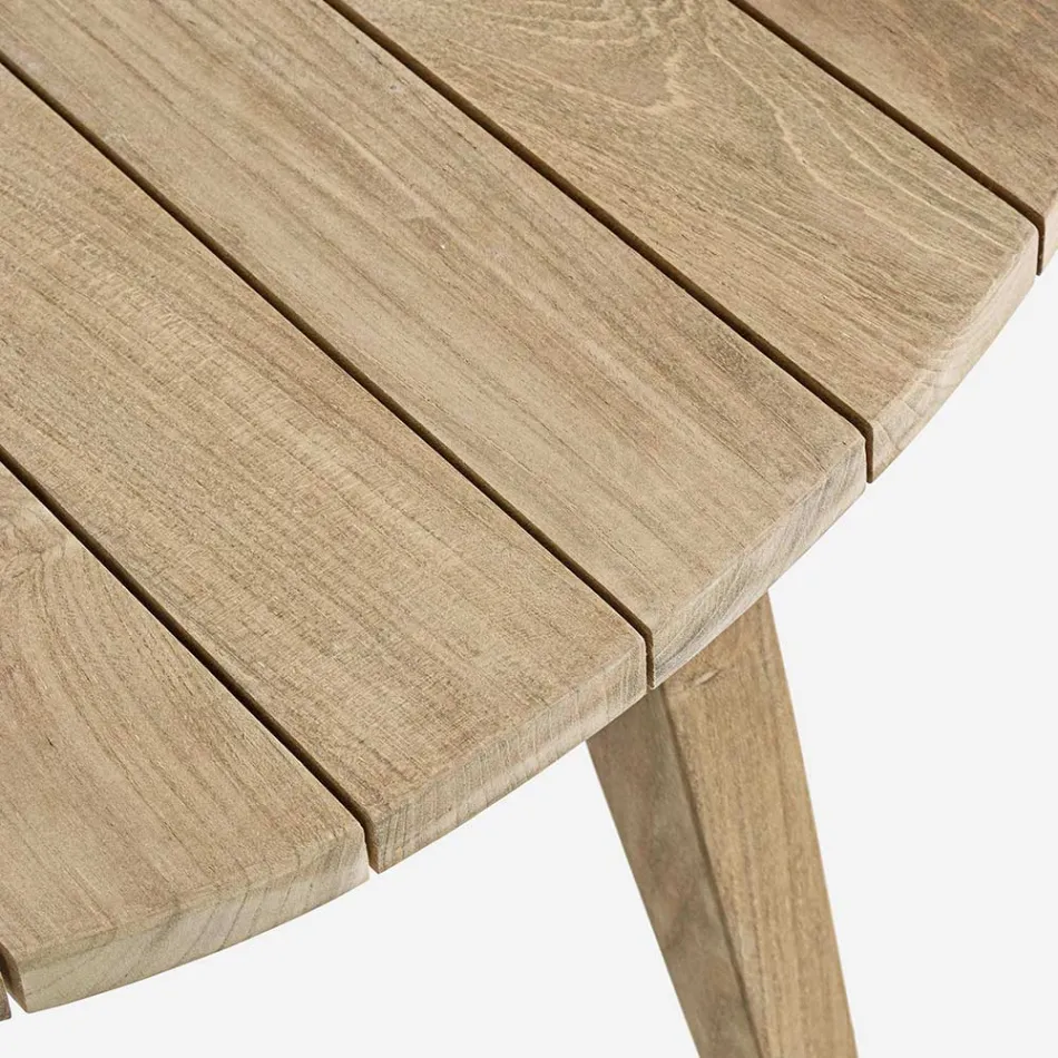 Lavt udendørs teak sofabord med oval plade, Homemotion - Ricardo Viadurini