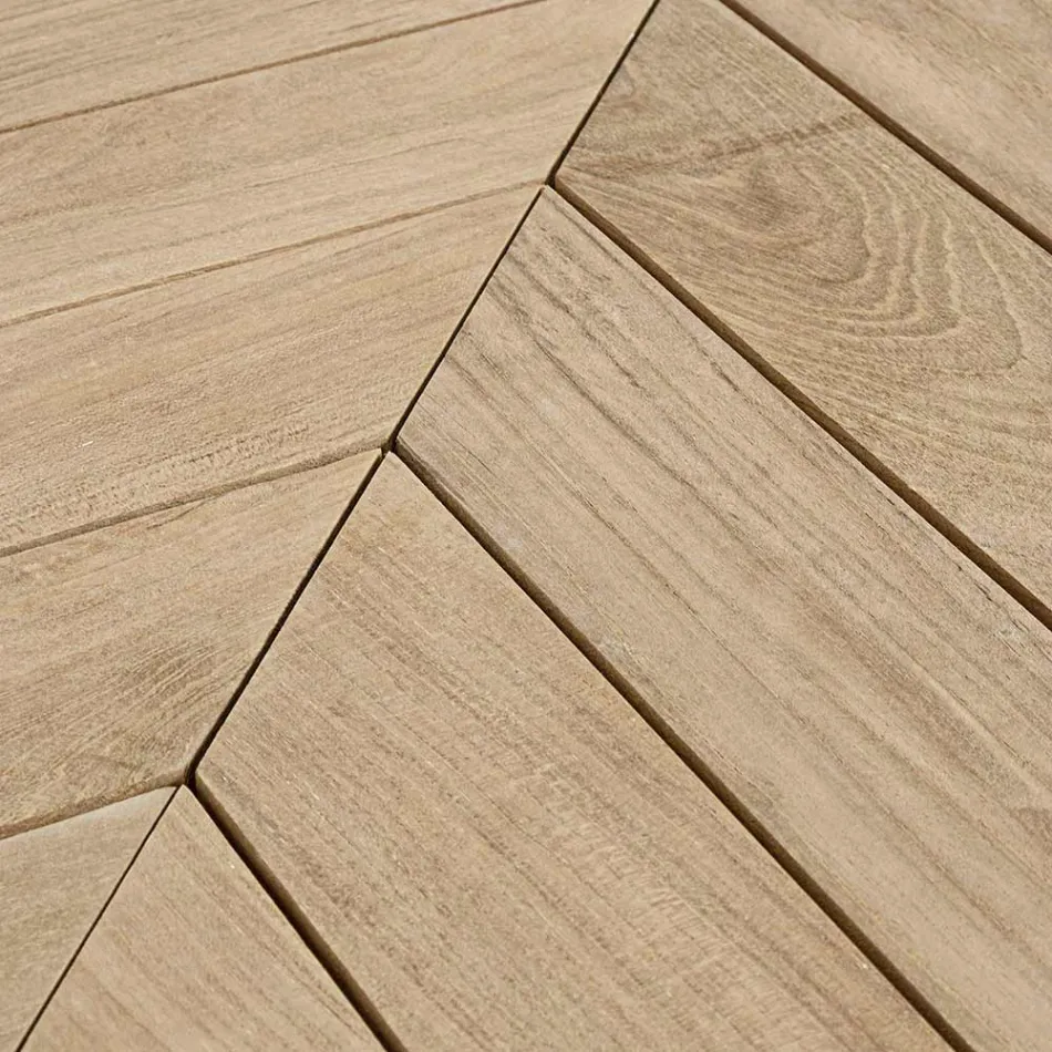 Lavt udendørs teak sofabord med oval plade, Homemotion - Ricardo Viadurini