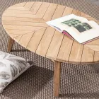 Lavt udendørs teak sofabord med oval plade, Homemotion - Ricardo Viadurini