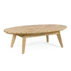 Lavt udendørs teak sofabord med oval plade, Homemotion - Ricardo Viadurini