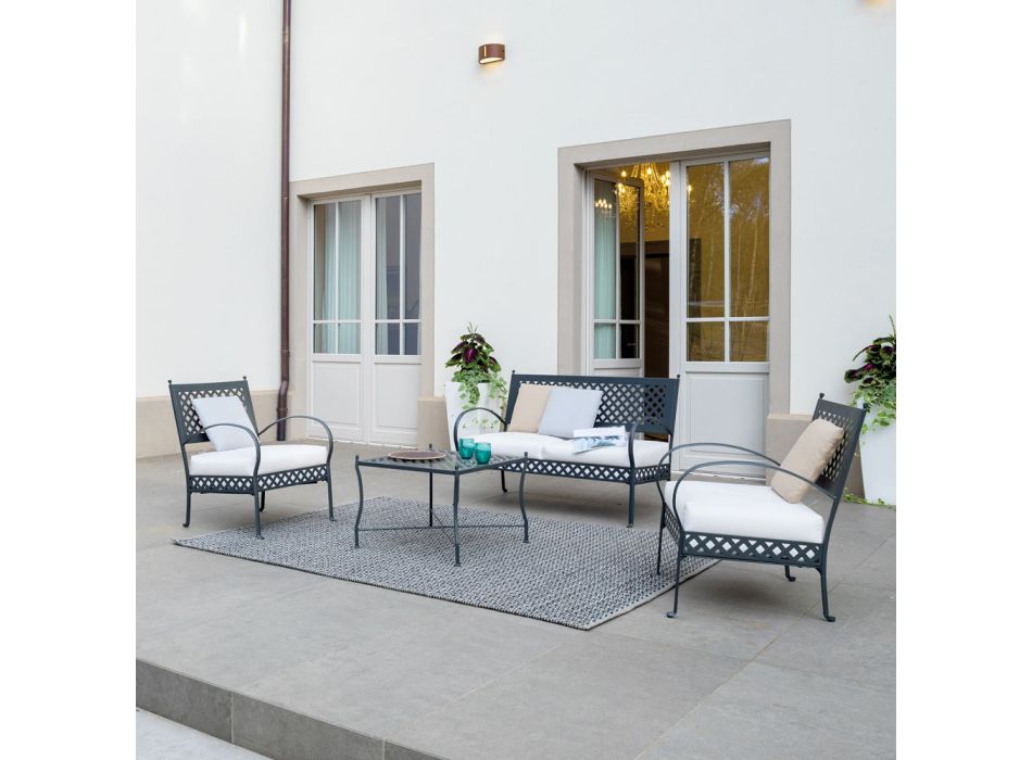 Sammenklappeligt udendørs sofabord i galvaniseret stål Fremstillet i Italien - Selvaggia Viadurini