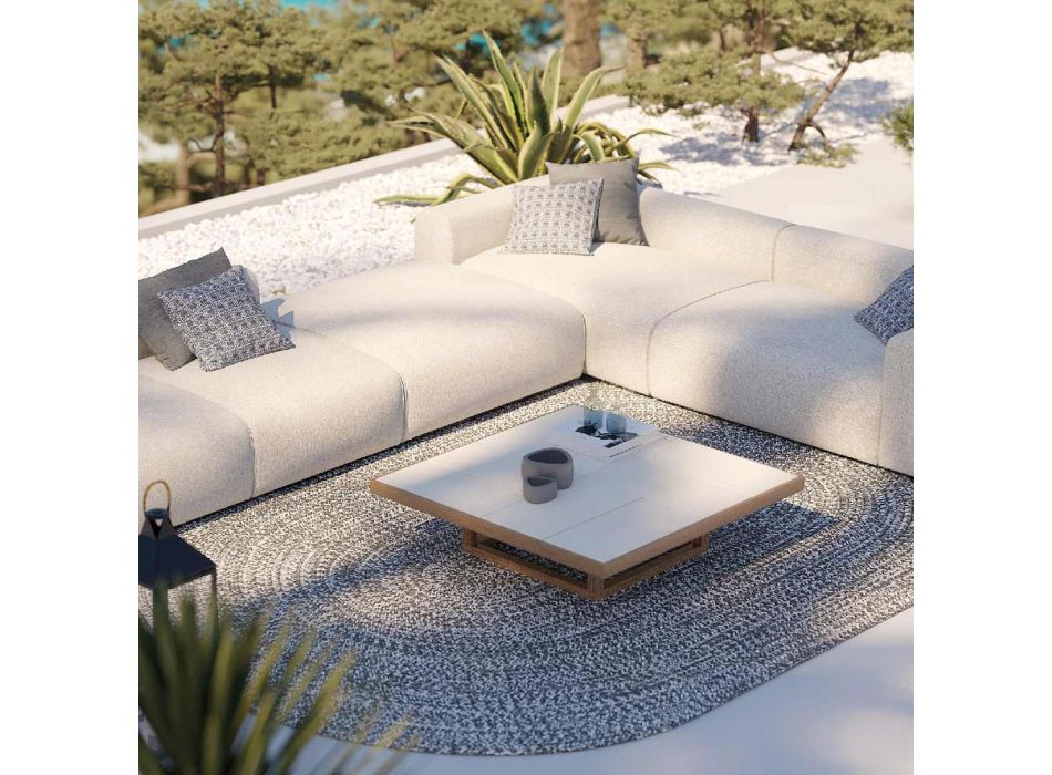 Lavt havesofabord med stentøjsplade lavet i Italien - Bresson Viadurini