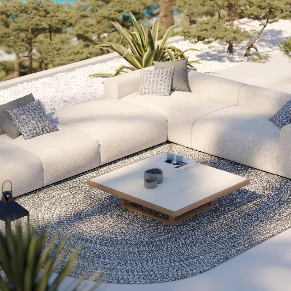 Lavt havesofabord med stentøjsplade lavet i Italien - Bresson Viadurini