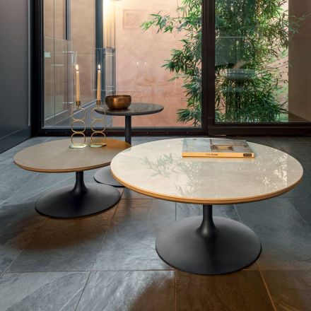 Lavt sofabord i metal og keramik i forskellige størrelser - Amereo Viadurini