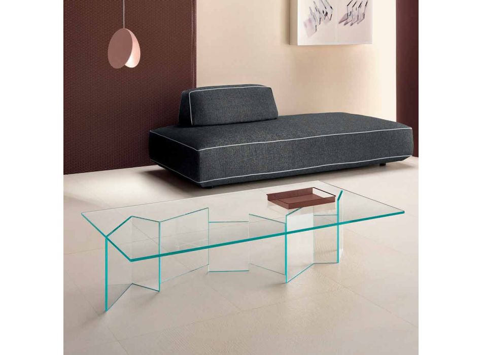 Lavt sofabord i ekstra klart glas 2 størrelser fremstillet i Italien - tilfældigt Viadurini