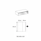 Lavt bord til stue i røget glas og træskuffer 3 størrelser - mantra Viadurini