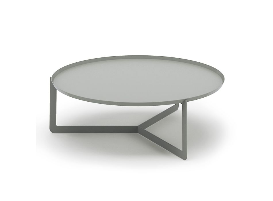 Lavt udendørs runde bord i farvet metal fremstillet i Italien - Stephane Viadurini