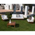 Lavt firkantet sofabord til udendørs stue i naturligt eller sort træ - Suzana Viadurini