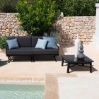 Lavt firkantet sofabord til udendørs stue i naturligt eller sort træ - Suzana Viadurini