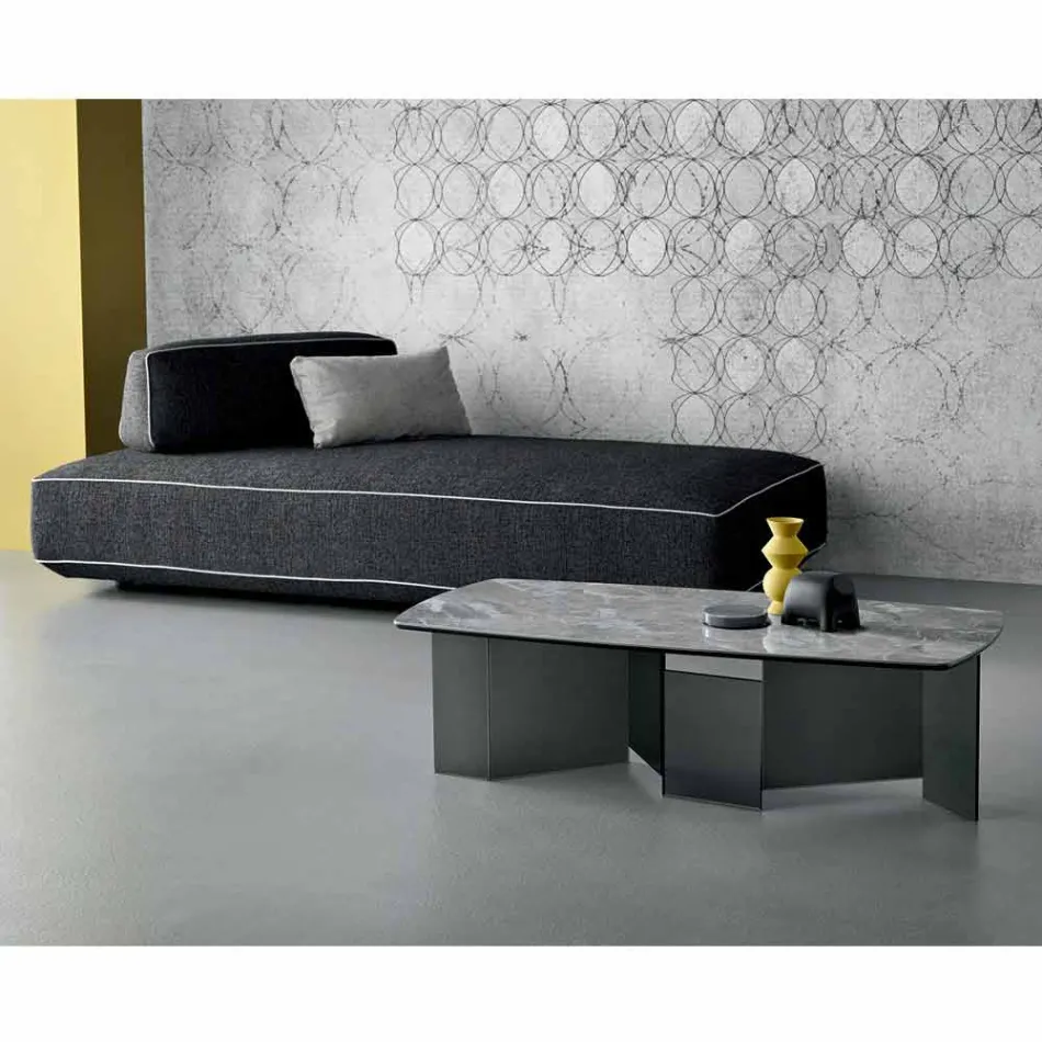 Lav sofabord Stue Keramisk top og røget glasben 3 størrelser - tilfældige Viadurini