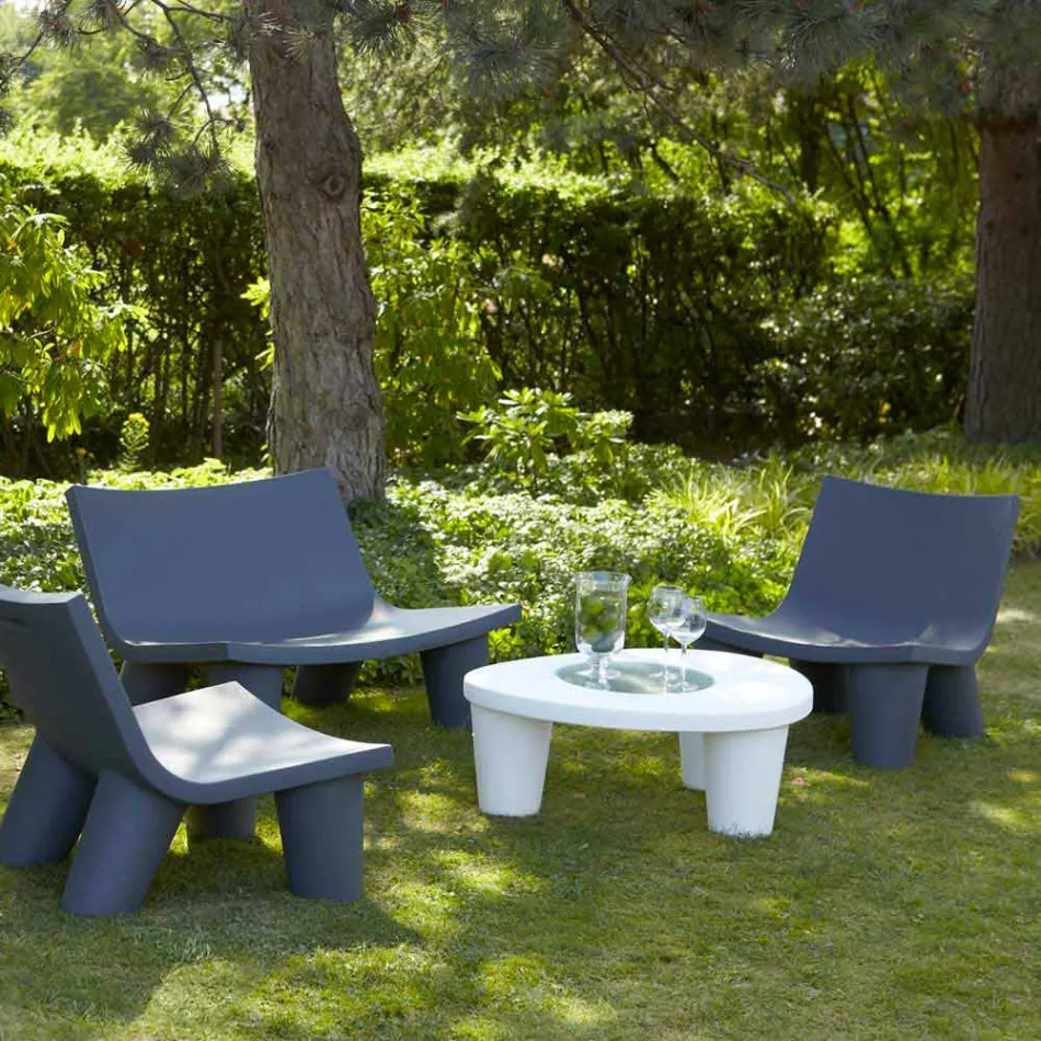 Lavt lavt bord Slide Low Lita Bordpolyethylen og glas lavet i Italien Viadurini