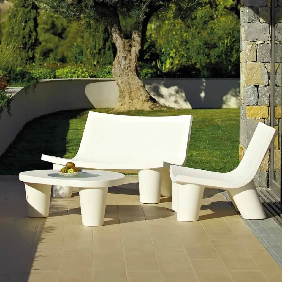 Lavt lavt bord Slide Low Lita Bordpolyethylen og glas lavet i Italien Viadurini