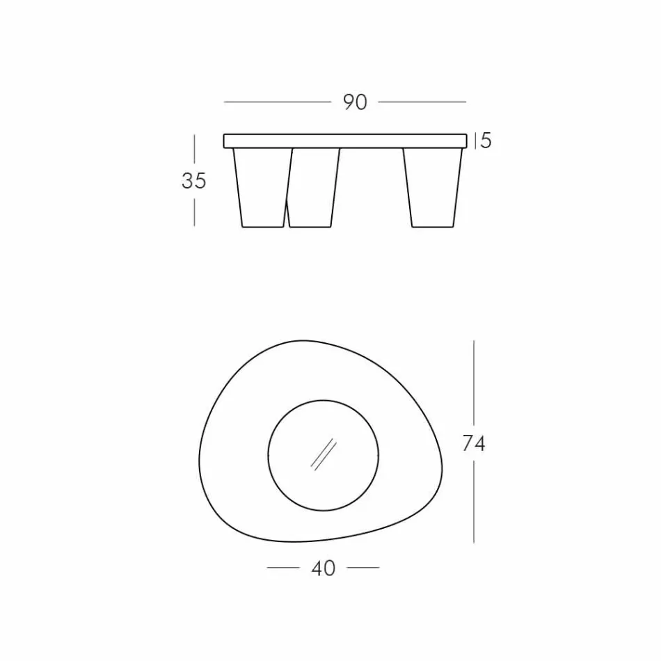 Lavt lavt bord Slide Low Lita Bordpolyethylen og glas lavet i Italien Viadurini