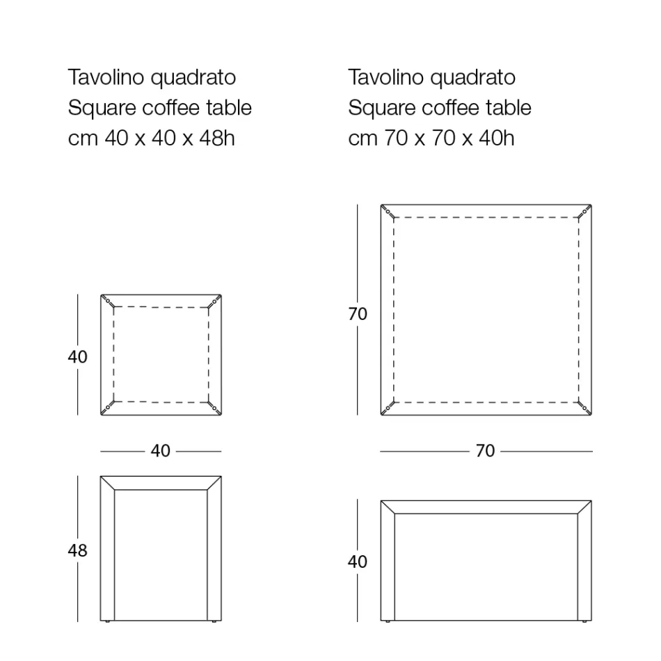 Square Design Metal Sofabord i 2 størrelser - Josyane Viadurini
