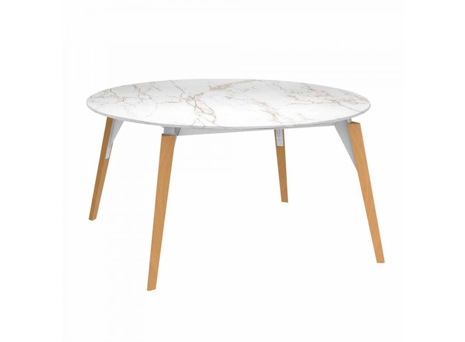 Rundt sofabord marmoreffekt top, 3 farver 2 størrelser - Faz træ af Vondom Viadurini