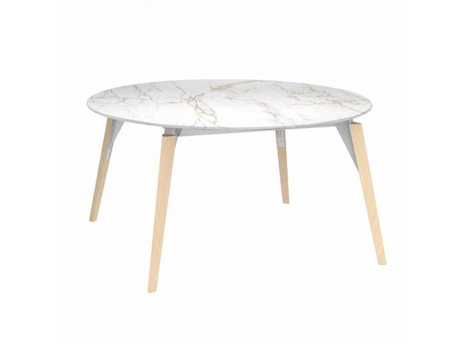 Rundt sofabord marmoreffekt top, 3 farver 2 størrelser - Faz træ af Vondom Viadurini