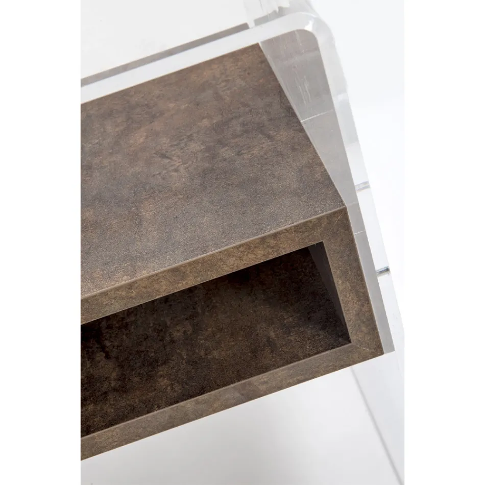 Genbrugeligt sengebord i gennemsigtigt plexiglas og træ - Pascoli Viadurini