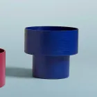 Rundt sengebord af moderne design i Bordeaux eller Blue Wood - Vinnie Viadurini