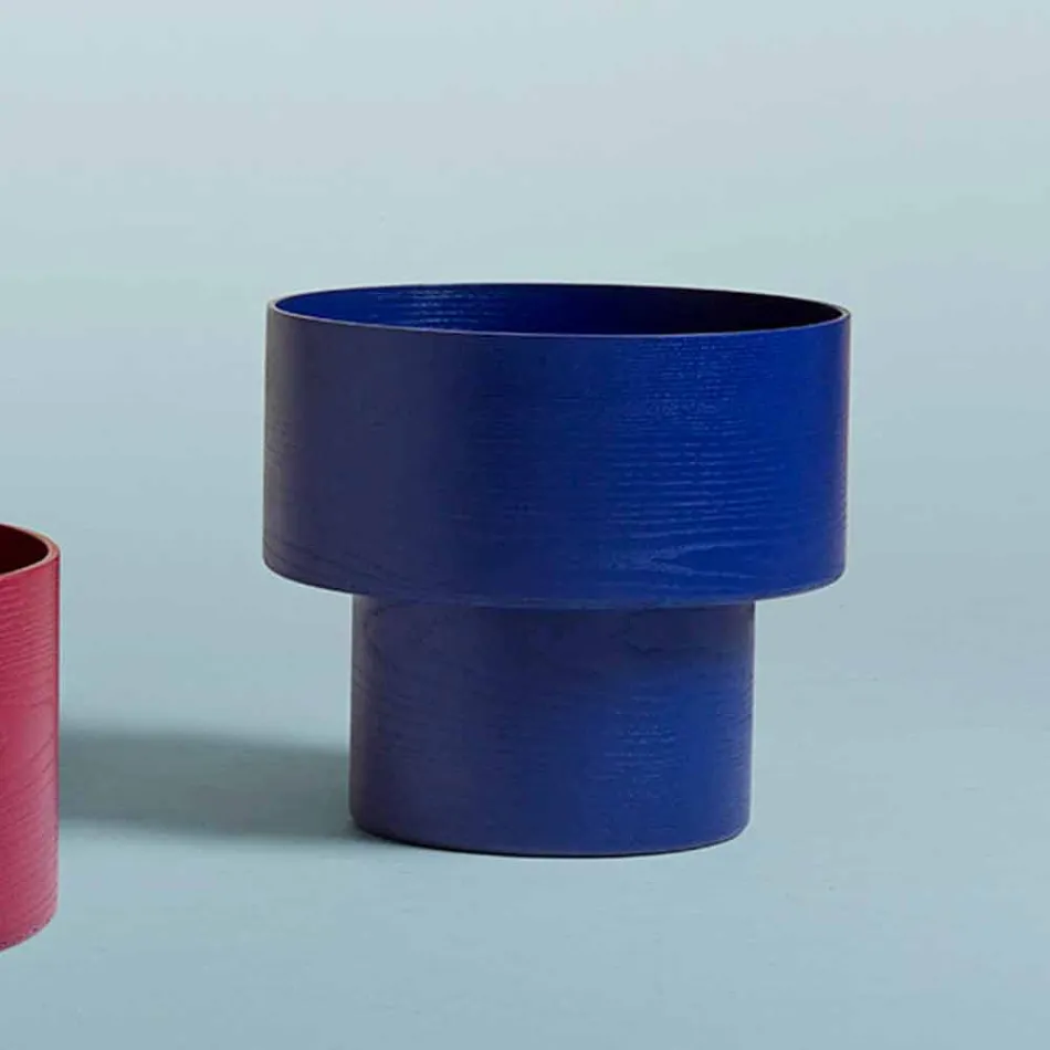 Rundt sengebord af moderne design i Bordeaux eller Blue Wood - Vinnie Viadurini