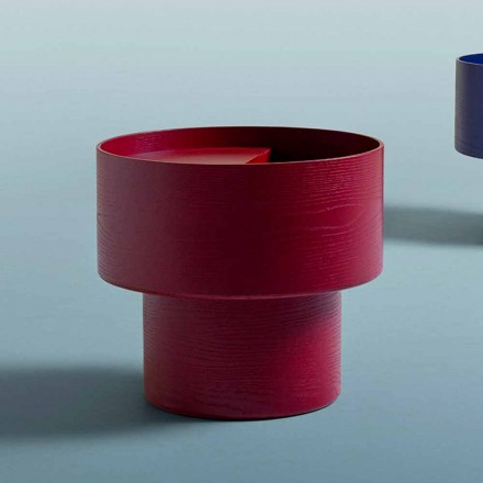 Rundt sengebord af moderne design i Bordeaux eller Blue Wood - Vinnie Viadurini