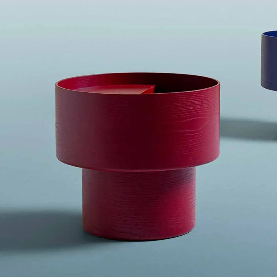 Rundt sengebord af moderne design i Bordeaux eller Blue Wood - Vinnie Viadurini