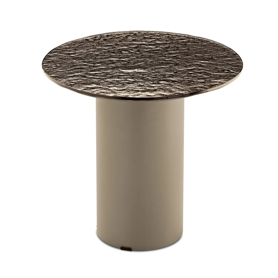 Sofabord med metalfod og Ø45 cm spejl eller glasplade - Flaminia Viadurini