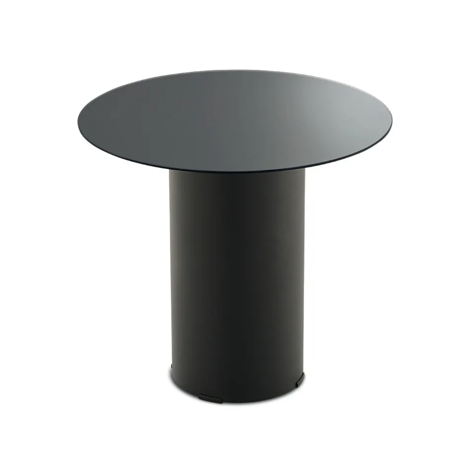 Sofabord med metalfod og Ø45 cm spejl eller glasplade - Flaminia Viadurini