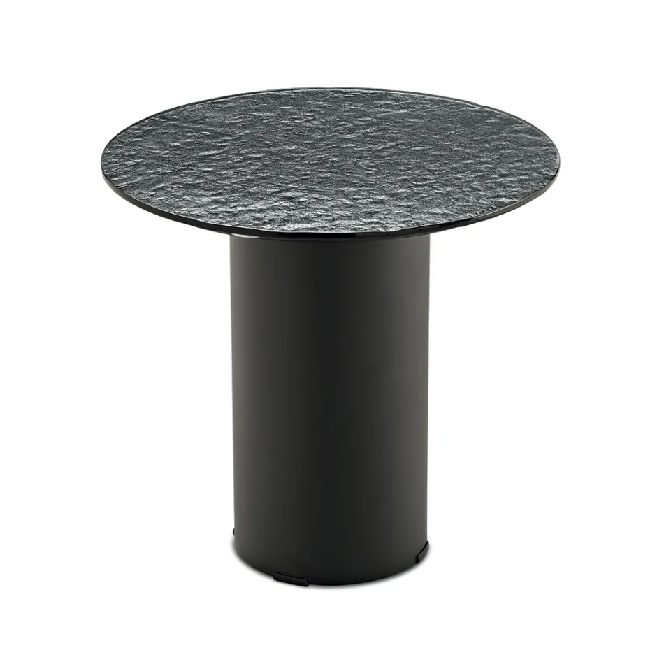 Sofabord med metalfod og Ø45 cm spejl eller glasplade - Flaminia Viadurini