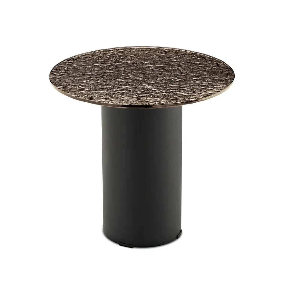 Sofabord med metalfod og Ø45 cm spejl eller glasplade - Flaminia Viadurini