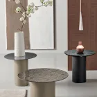 Sofabord med metalfod og Ø45 cm spejl eller glasplade - Flaminia Viadurini