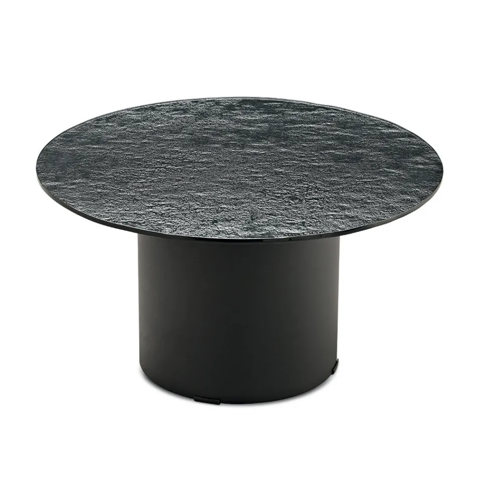 Sofabord med metalfod og Ø60 cm spejl eller glasplade - Flaminia Viadurini