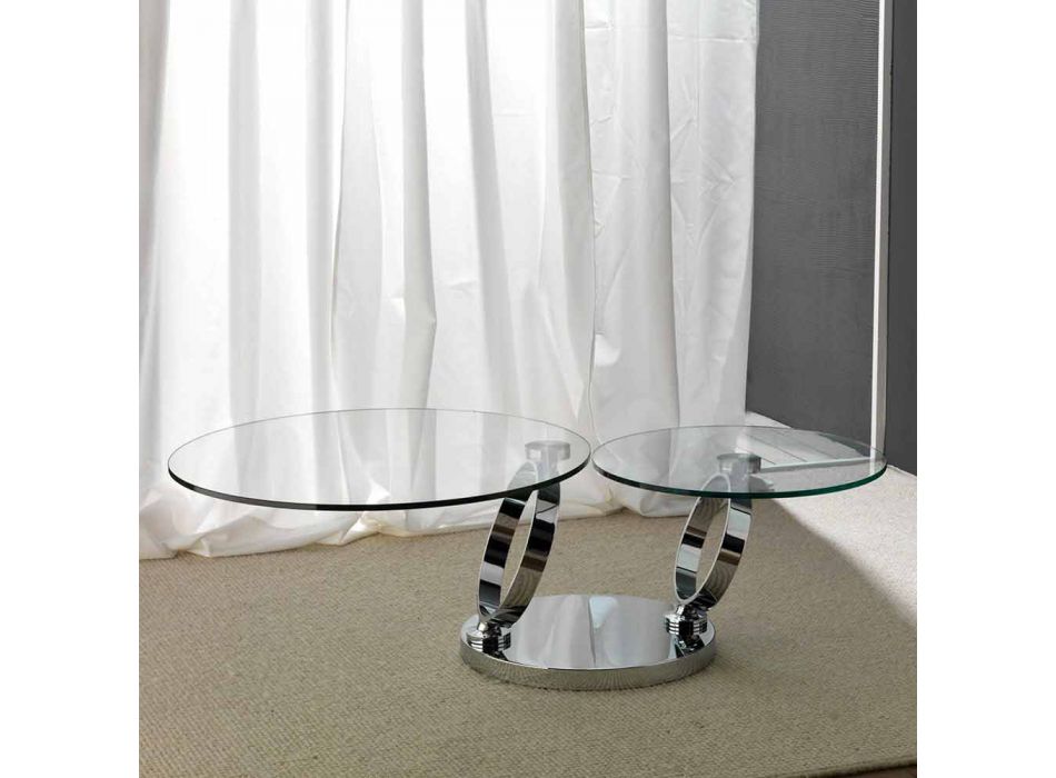 Sofabord med to synkroniserede runde bevægelige toppe i Chieti-glas Viadurini