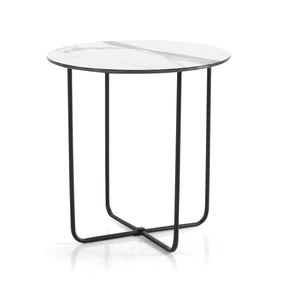 Sofabord med spejl og marmorlignende keramisk bordplade fremstillet i Italien - Giusta Viadurini