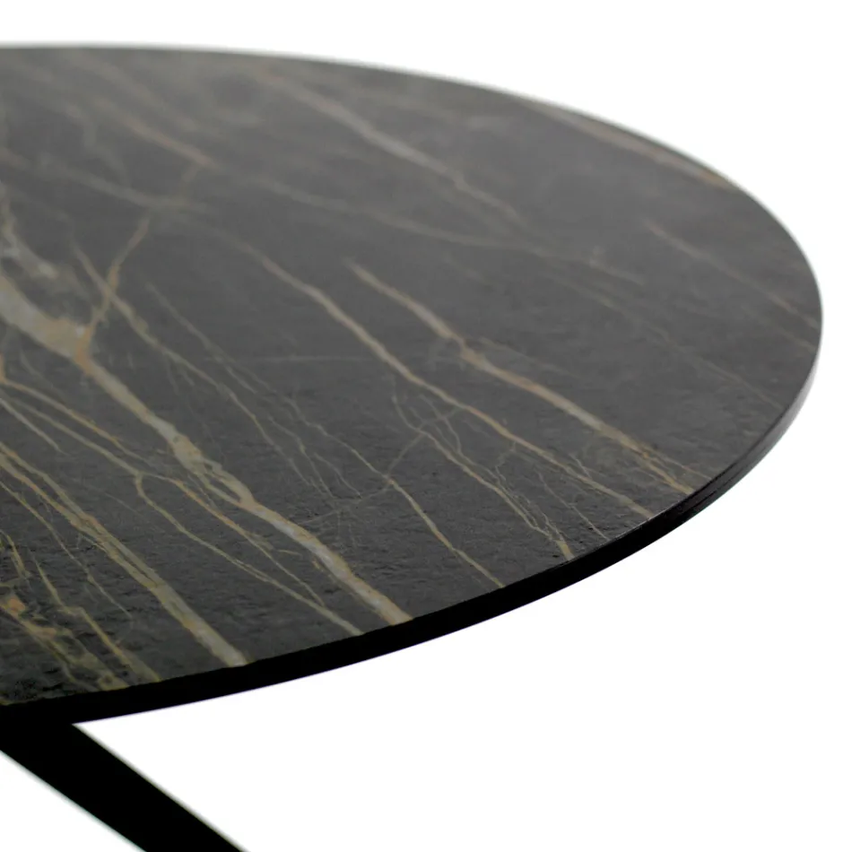 Sofabord med rund plade lavet i stentøj lavet i Italien - Siste Viadurini