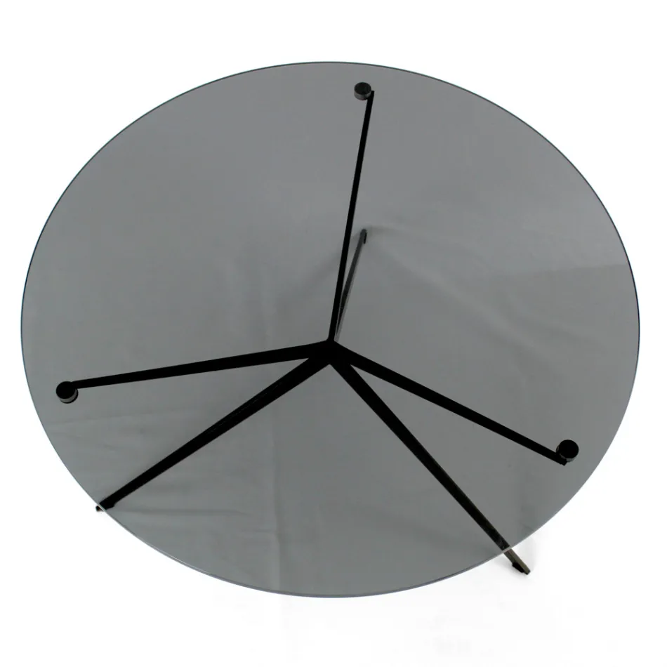 Sofabord med rund plade lavet i glas Made in Italy - Siste Viadurini