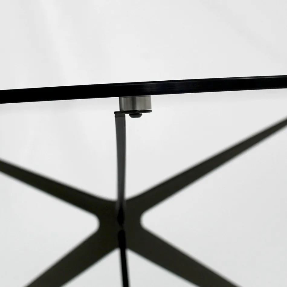 Sofabord med rund plade lavet i glas Made in Italy - Siste Viadurini