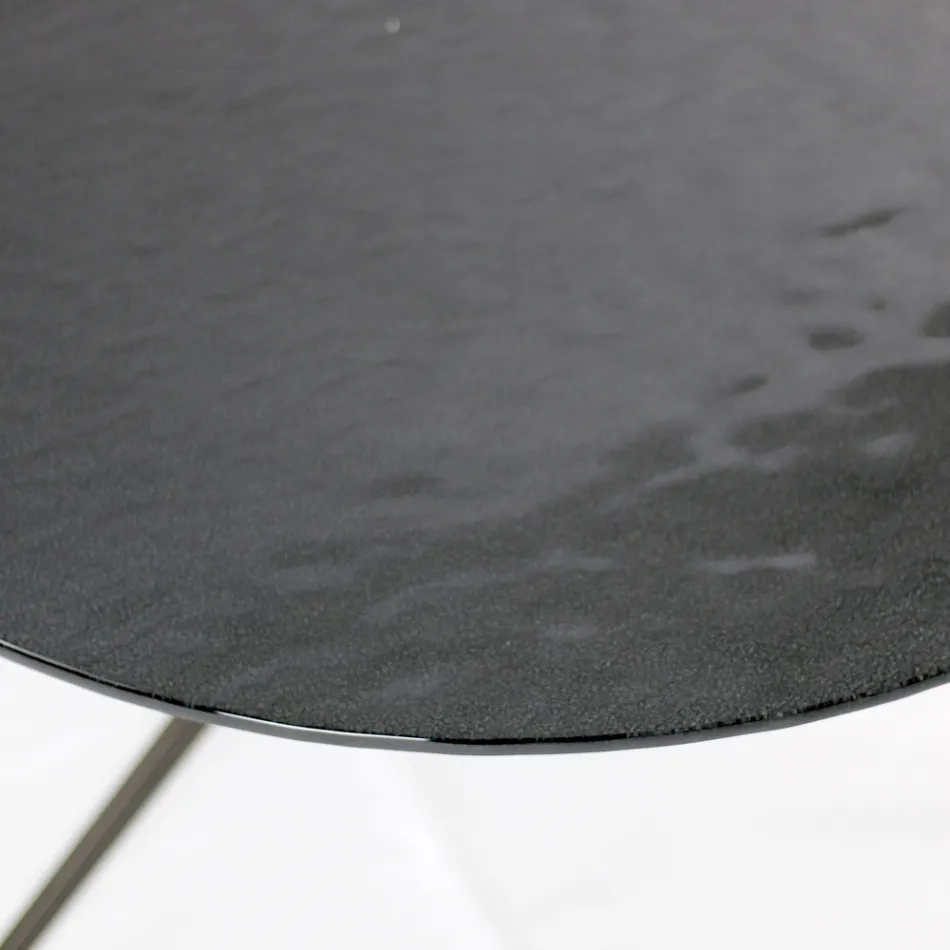 Sofabord med rund plade lavet i glas Made in Italy - Siste Viadurini